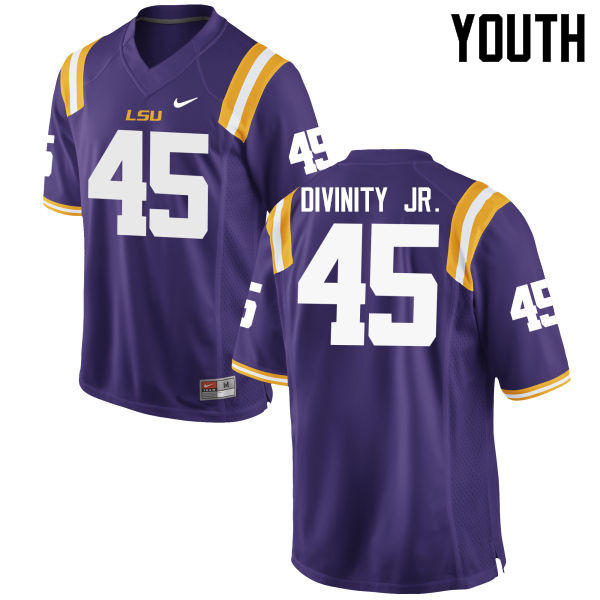 Youth LSU Tigers #45 Michael Divinity Jr. College Football Jerseys Game-Purple